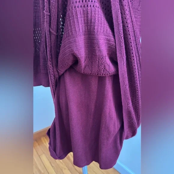 AEO American Eagle Outfitters 3/4 Sleeve, Burgundy, Knitted Dress Sz. L - Picture 7 of 14